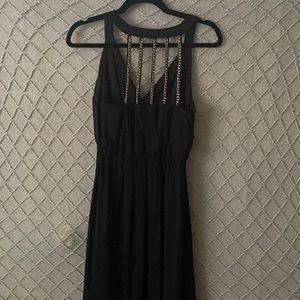 Black dress, formal, high low, stretchy waist.